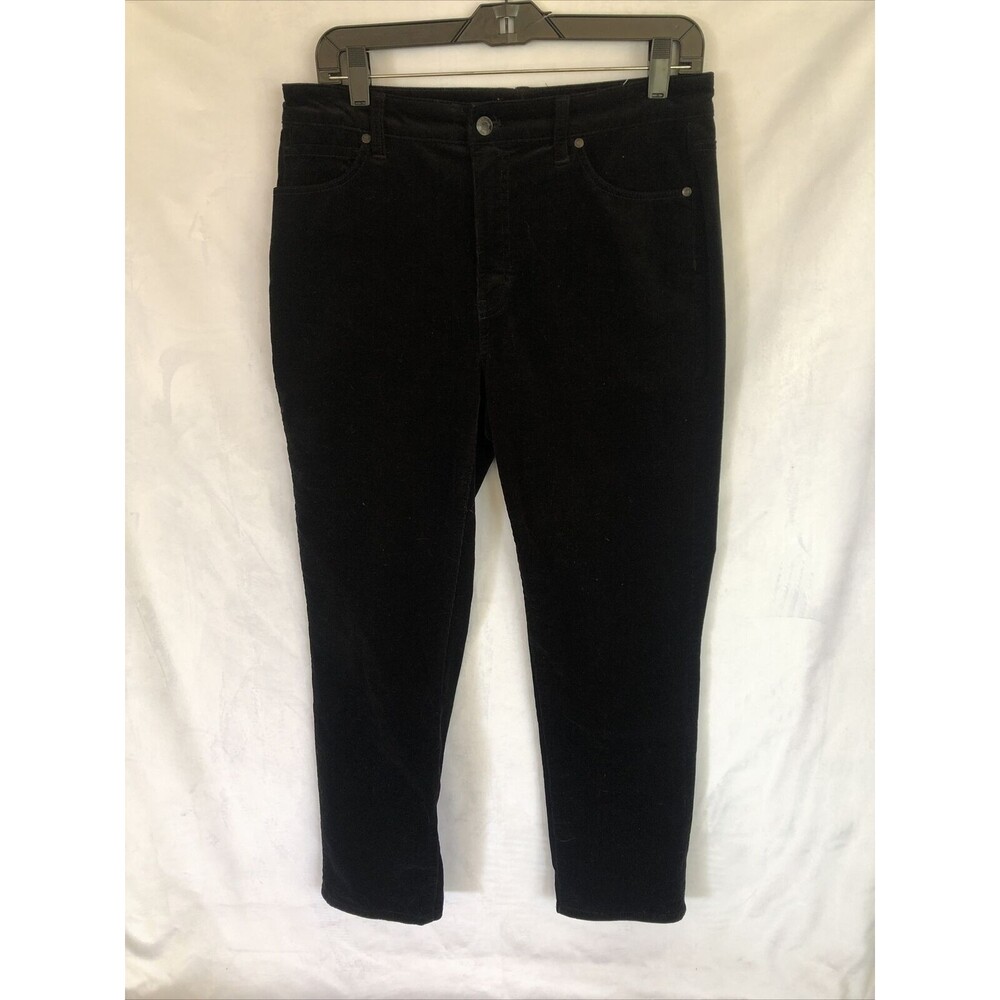 Talbots Black Corduroy Straight Leg Mid Rise Womens Dress Pants Trousers Size 8